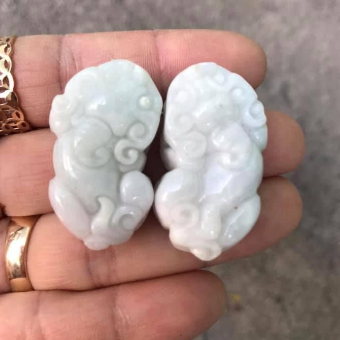 [HCM]COMBO TỲ HƯU NAM NỮ NGỌC CẨM THẠCH TRẮNG - SIZE LỚN- TẶNG KÈM DÂY ĐEO