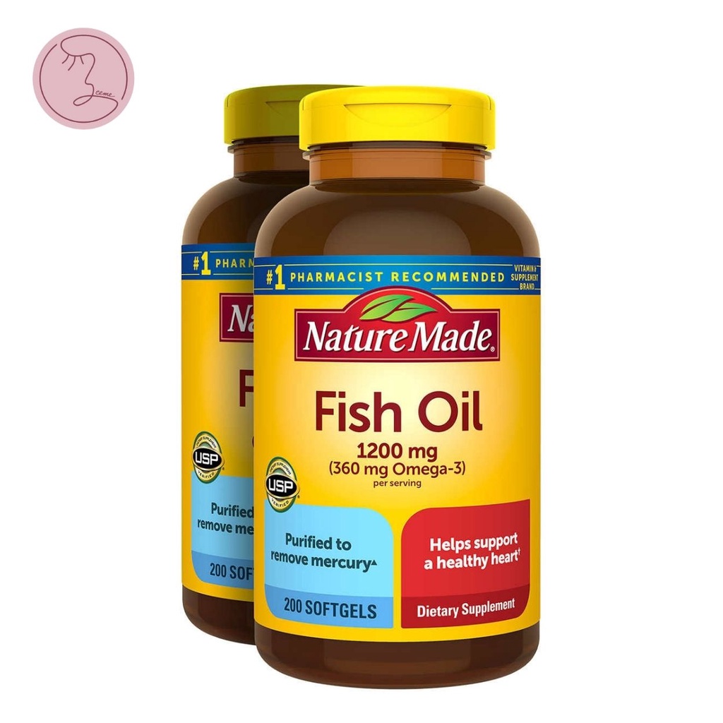 Dầu cá omega 3 fish oil nature made 1200mg 200 viên bổ mắt seeme beauty