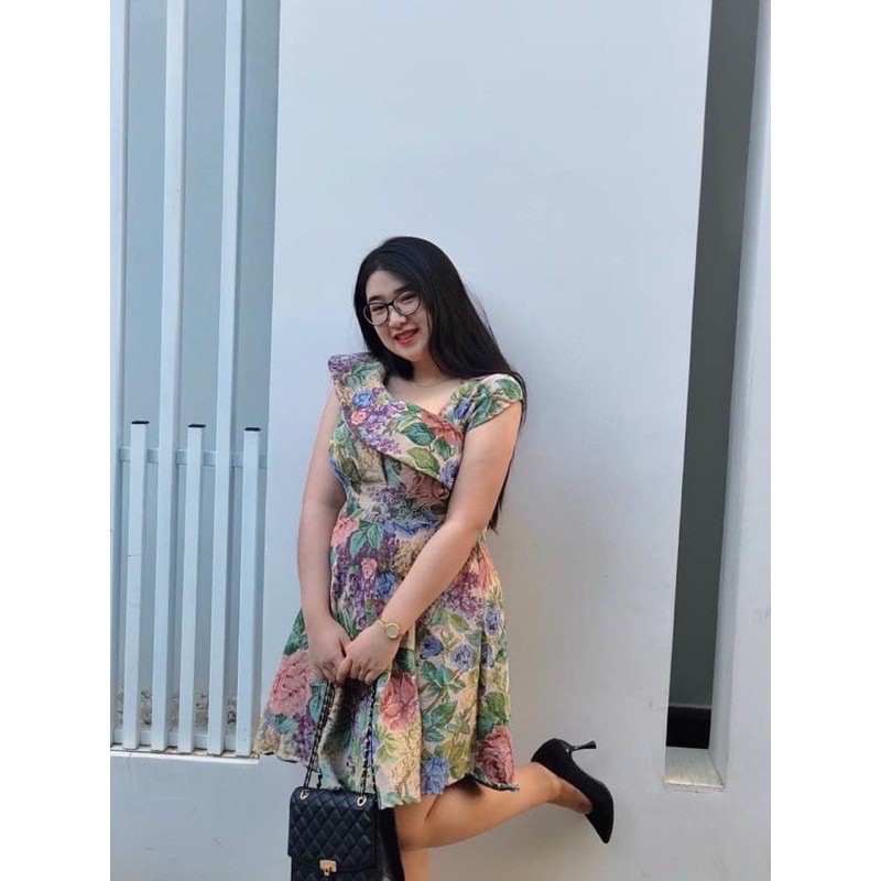 [HCM]Đầm Hoa Cổ U Bigsize 60=>90KG