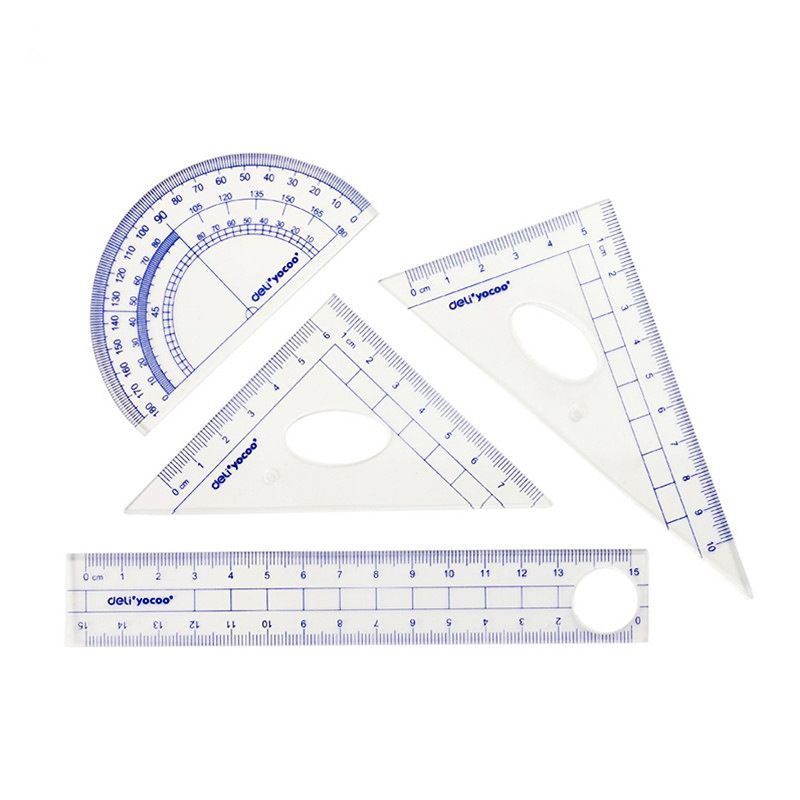 Bộ 4 món thước kẻ, eke loại đẹp (c5)