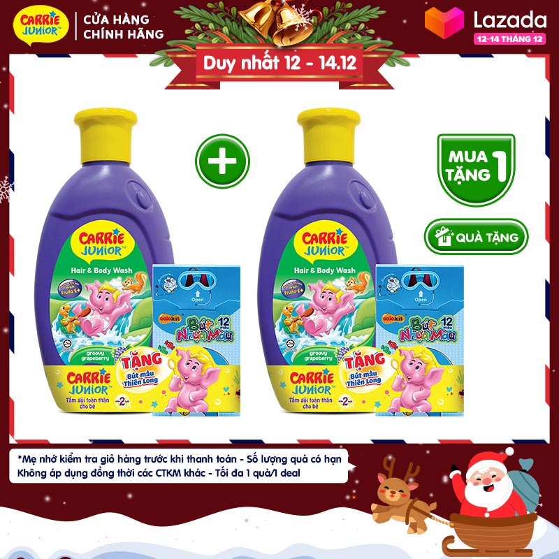 BÁO GIÁ SỮA TẮM GỘI TOÀN THÂN CARRIE JUNIOR DOUBLE MILK 280G | Shopee Lazada Sendo Tiki mới nhất 40 Sữa tắm Gội cho bé Carrie Junior hương Grapeberry 280g - Bút Màu