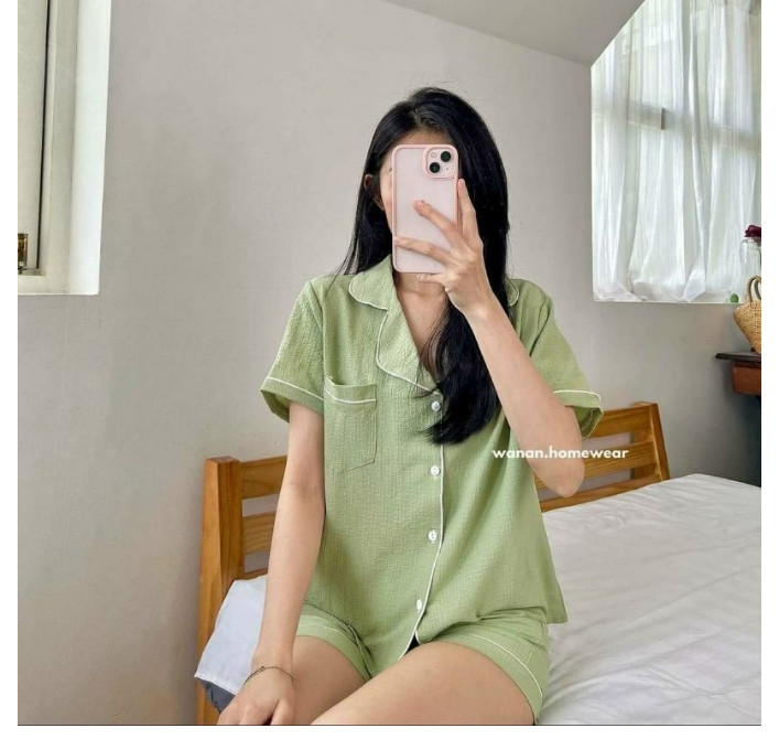 Có big size Bộ ngủ đồ bộ mặc nhà bộ đũi xốp nhún Hàn mềm mại co giãn.XP2