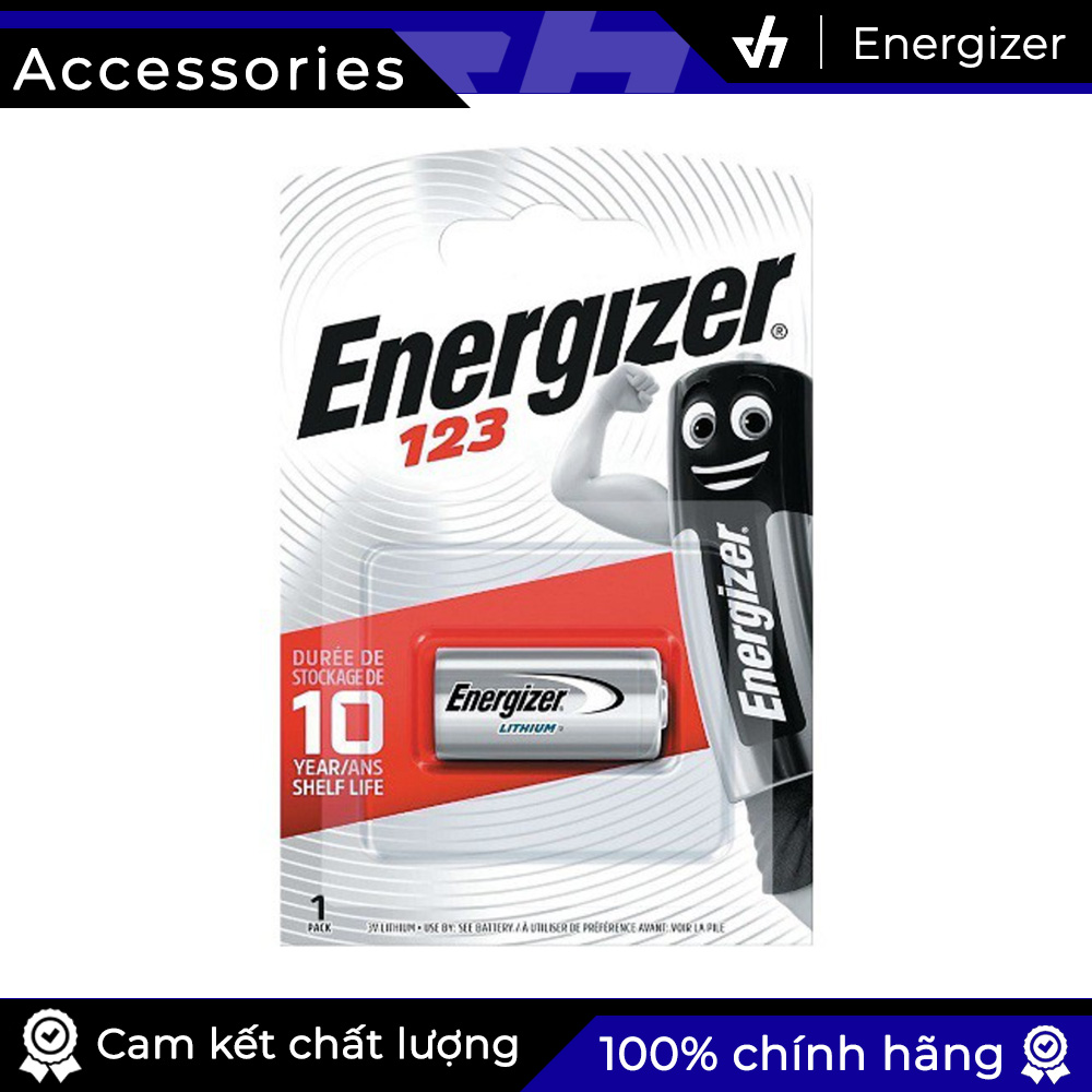 Pin Energizer 123 (CR123A) Lithium 3V dùng cho Máy ảnh, Đèn pin, Thiết bị an ninh, Đồ chơi và thiết bị điện tử nhỏ