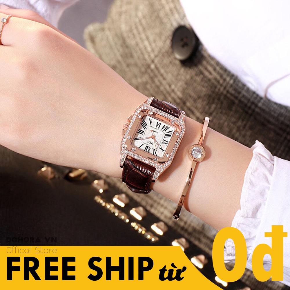 Đồng hồ nữ,Đồng hồ thời trang, Đồng hồ máy pin, Dây da cao cấp, Đính đá, Sang trọng,Nổi bật