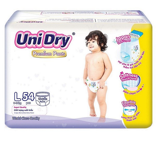 [Tặng 1 thú bông chó xám] Tã quần Unidry Premium size M60 - size L54 - size XL48