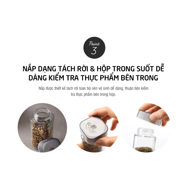 Set 4 hũ thủy tinh đựng gia vị Lock&Lock LLG696 (Kèm kệ đựng)