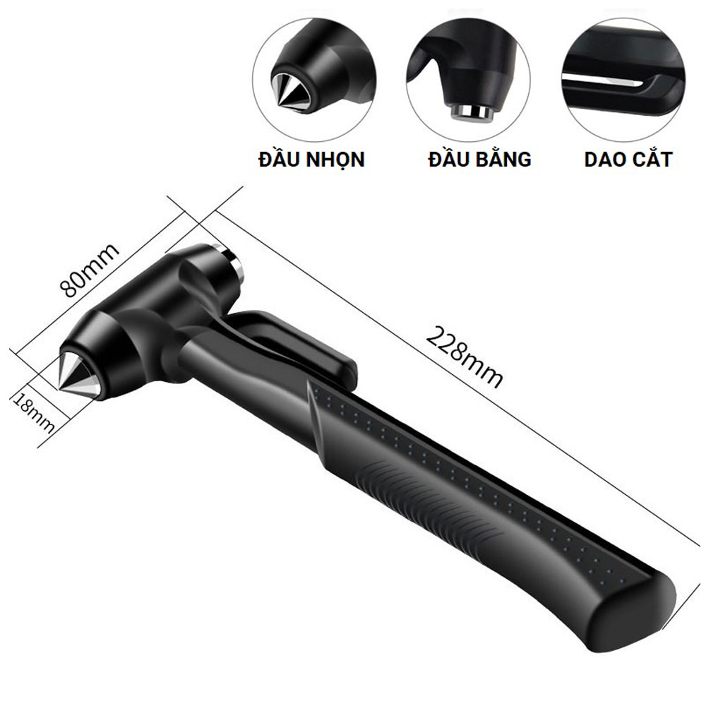 Dụng Cụ Phá Kính Thoát Hiểm Ô Tô Đa Năng 3 Trong 1