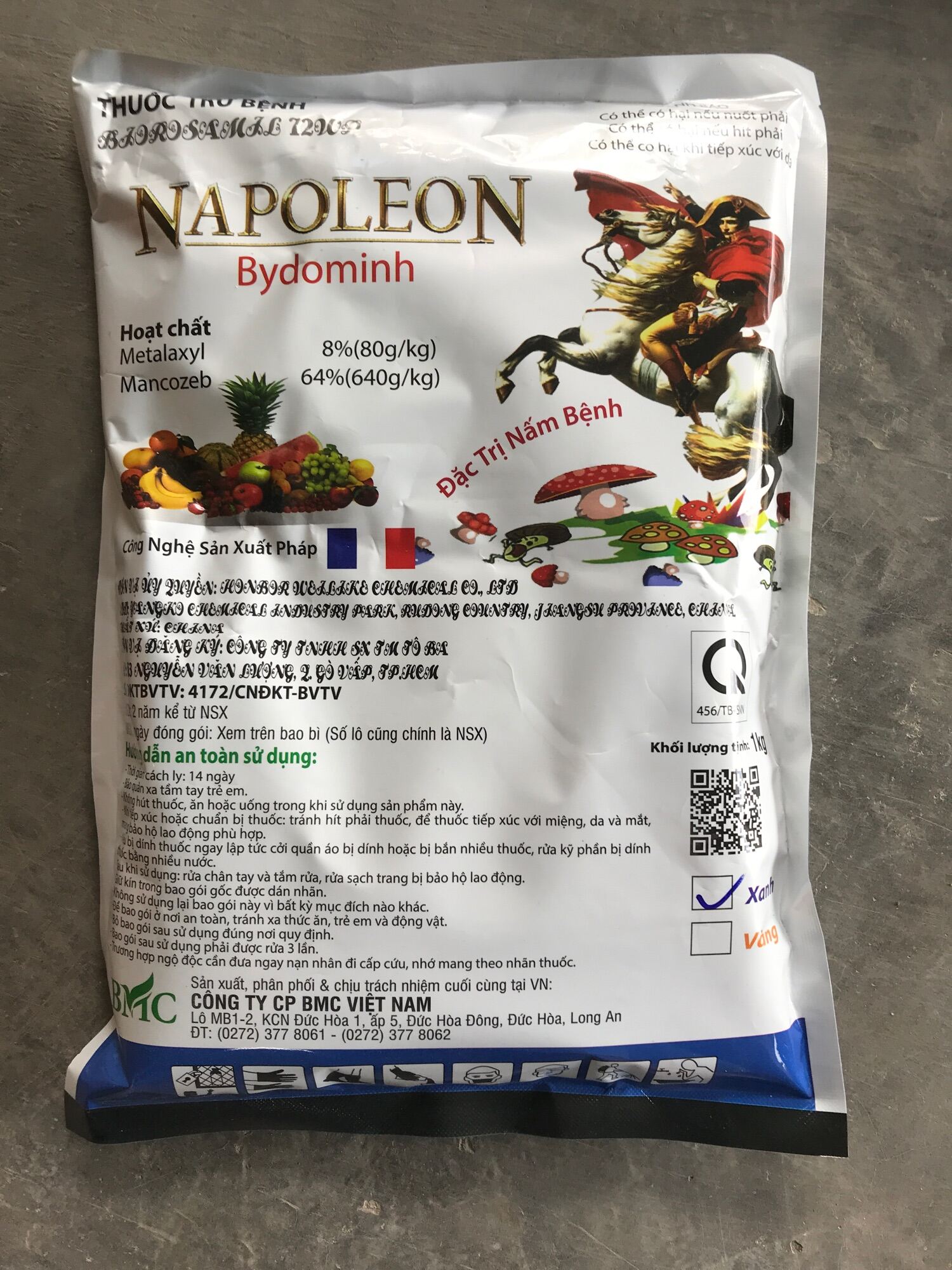 Thuốc trừ bệnh Biorosamil 72WP- Bột xanh Napoleon 1Kg Metalaxyl 80g kg+