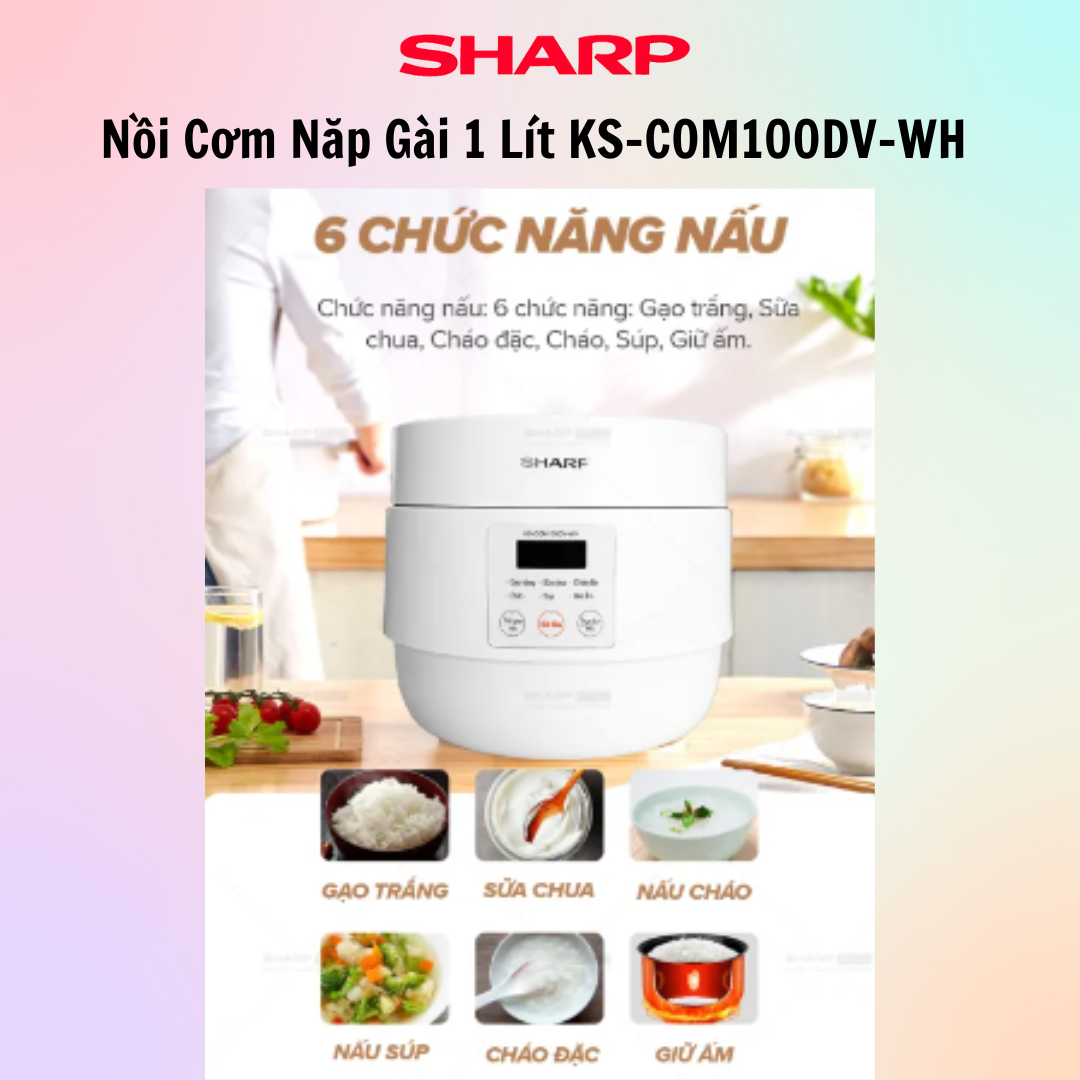 Nồi cơm điện tử Sharp KS-COM100DV-WH(1L)-Hàng Chính Hãng
