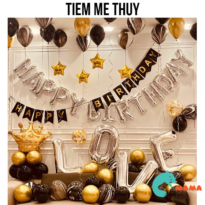 Bộ bóng trang trí sinh nhật vàng 28