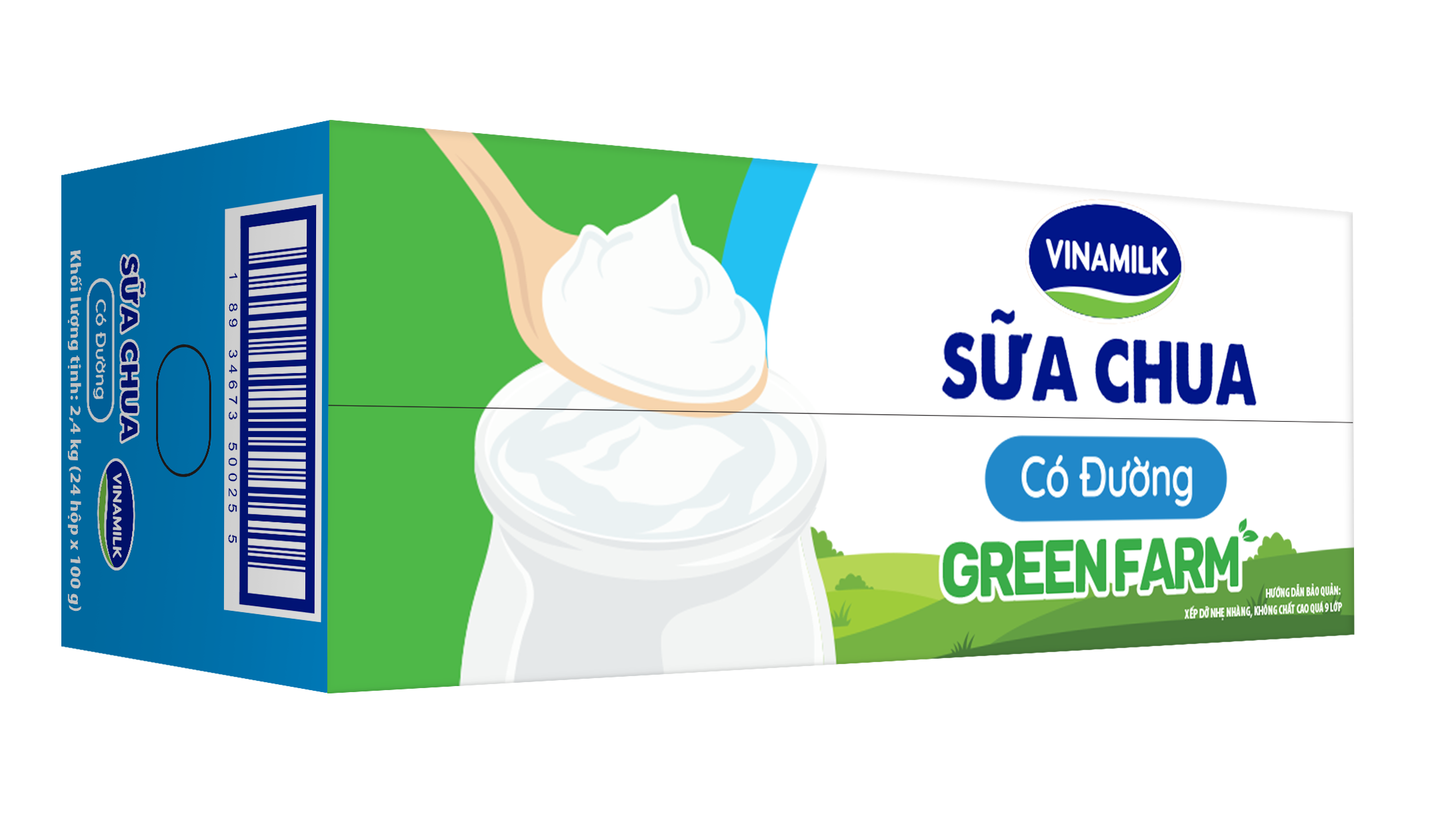 Thùng 24 hộp Sữa chua ăn Vinamilk Love Yogurt Green Farm Có Đường Hộp 100g