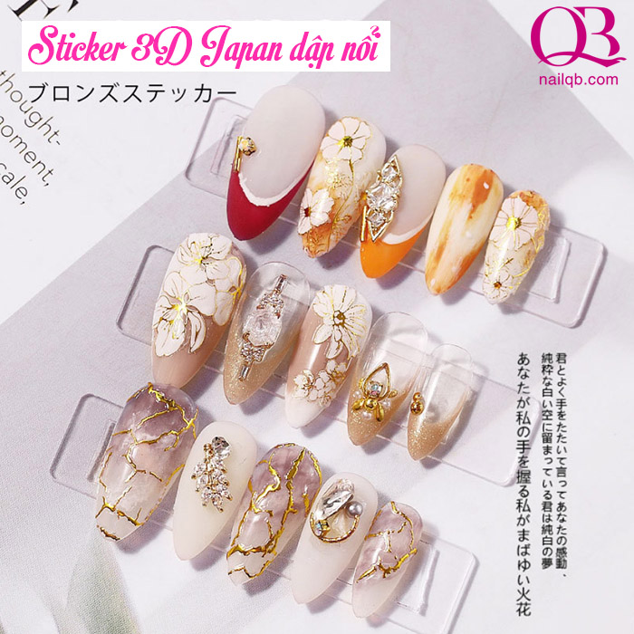 [HCM]Sticker 3D dán móng trang trí móng dập nổi Japan