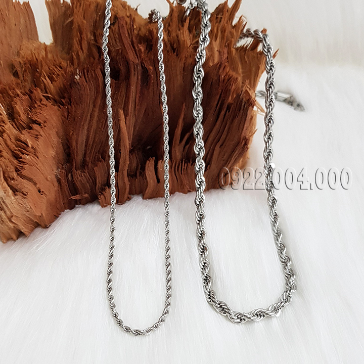 Dây chuyền nam kiểu dây thừng nhiều kích cỡ.