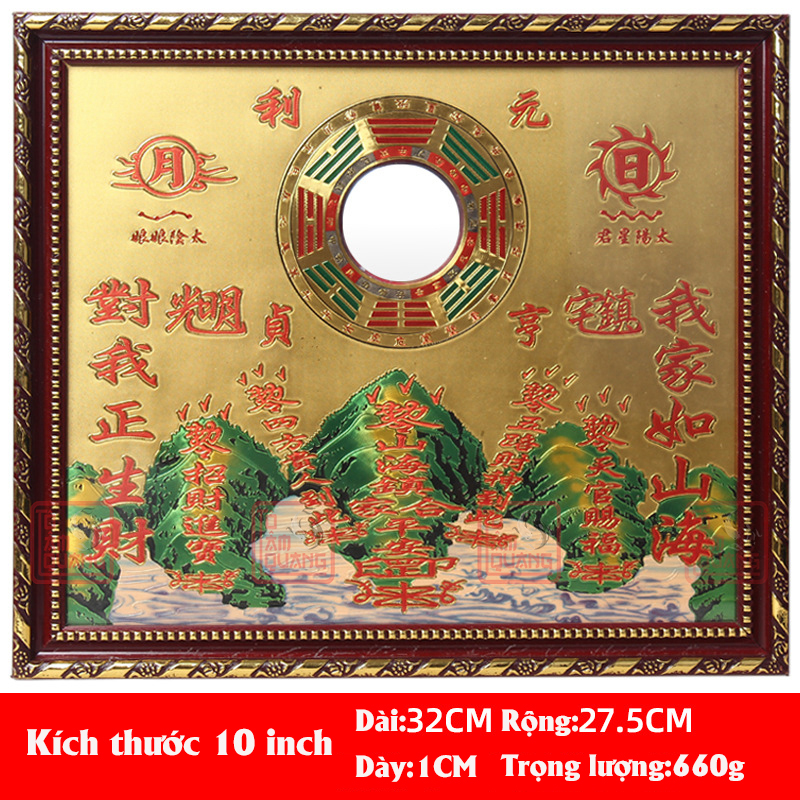 Tranh phong thủy treo tường đẹp rẻ phong cảnh sơn hải trấn kèm bát quái gương cầu lồi nhiều kích cỡ - Trấn trạch mang lại bình an - TÔ TÂM QUANG