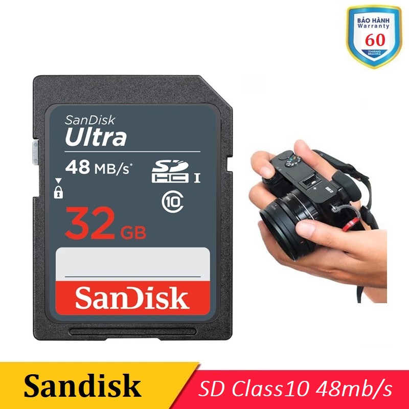 Thẻ nhớ SDHC SanDisk Ultra Class 10 48MB/s - 32GB ( BH 60 Tháng )