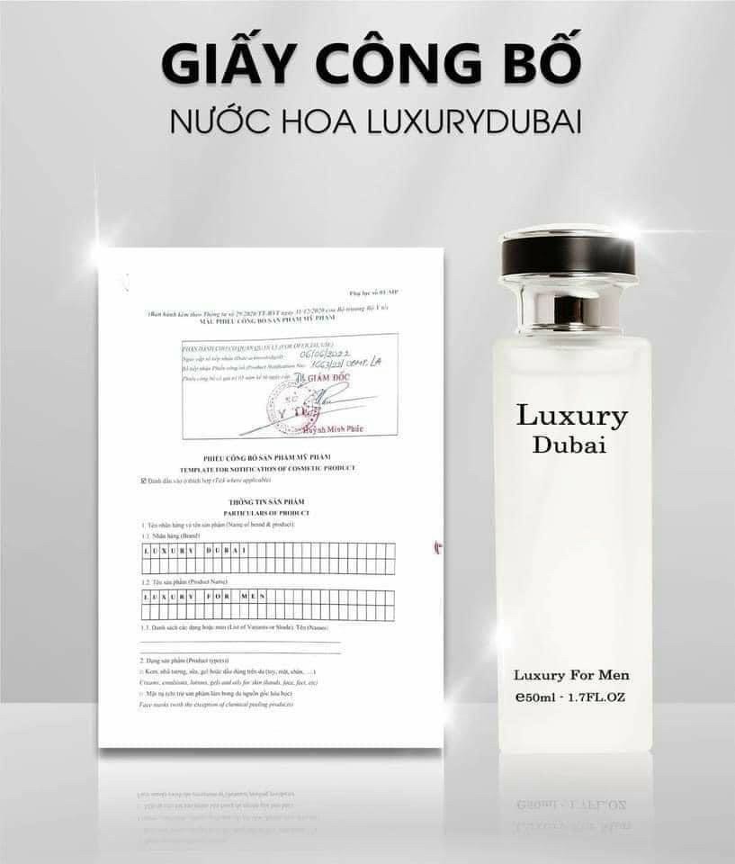 Nước hoa dubai luxury 50ml,hương thơng dịu nhẹ,lưu hương lâu, lưu hương trên áo 48 tiếng ,trên da 24 tiếng