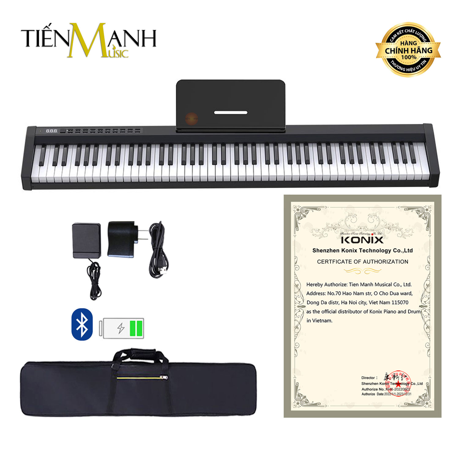 [Installment 0%] [New model] Electric piano konix PH88CL - 88 keys heavy touch bearing with speaker, bluetooth, battery charger PH88-genuine