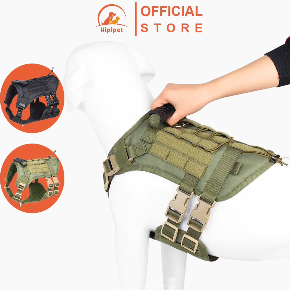 Đai dắt chó nghiệp vụ Hipipet vải offoxd tay cầm cao su chống giật huấn