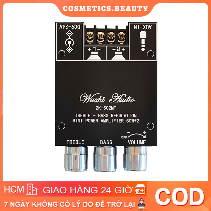 Zk-502mt bluetooth 5.0 mô-đun khuếch đại kỹ thuật số ht21 2 * 50w bộ khuếch đại kỹ thuật số aux mô-đun loa nghe nhạc tại nhà không dây