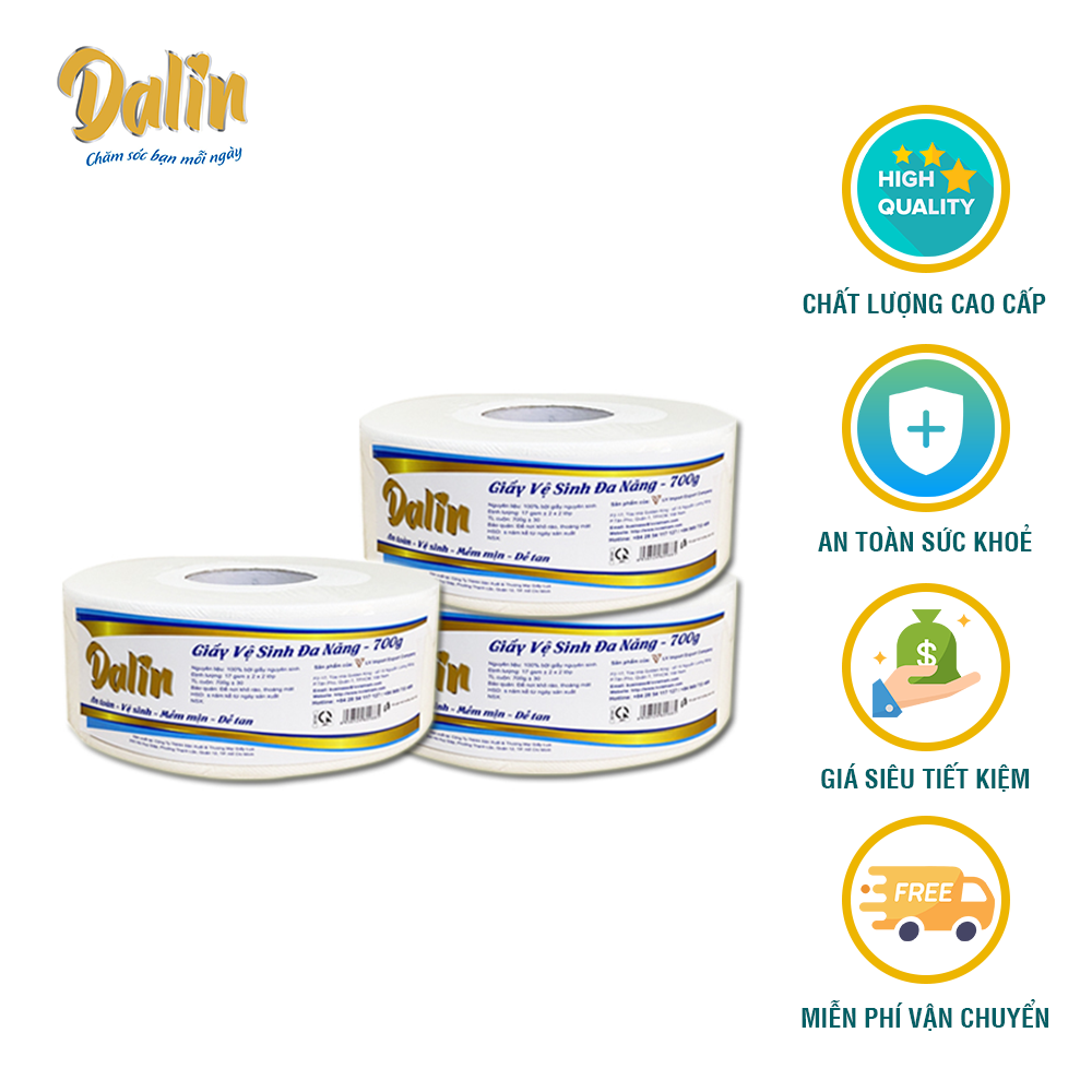 [COMBO NHÀ HÀNG, KHÁCH SẠN, QUÁN ĂN, CAFE CAO CẤP] - 6 GIẤY VỆ SINH CUỘN LỚN CAO CẤP 700G DALIN