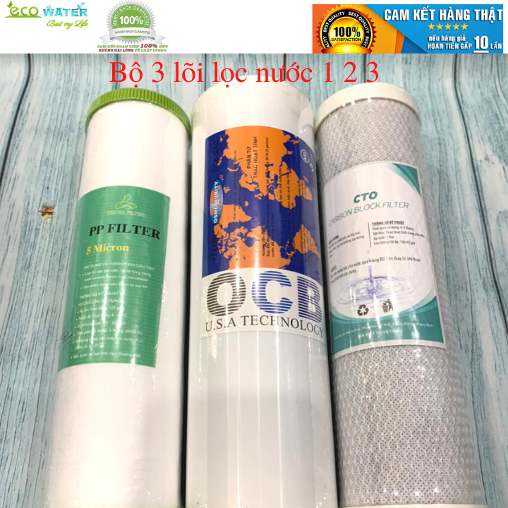 [Tặng kèm tay vặn cốc] Combo lõi lọc nước 1,2,3 - T33
