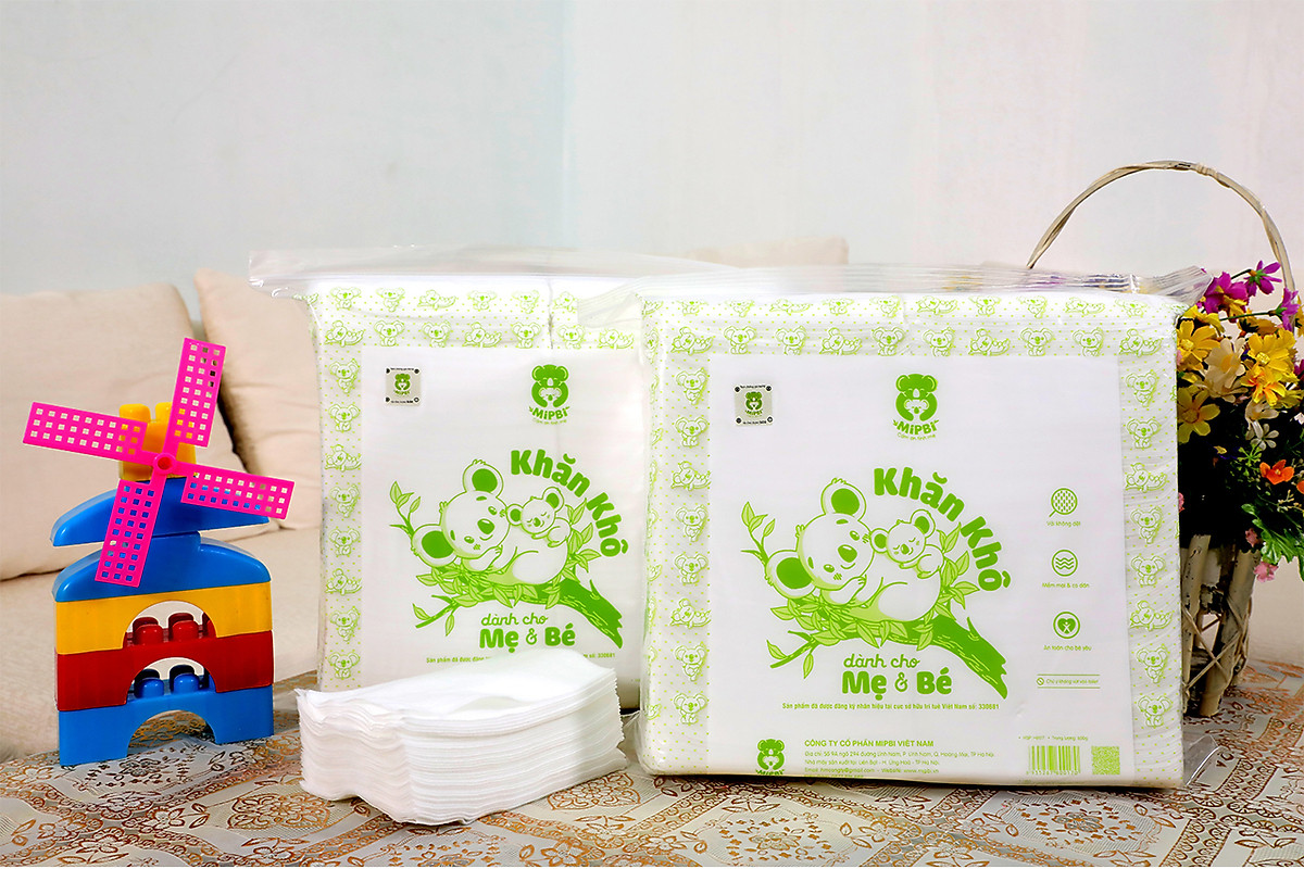 KHĂN KHÔ ĐA NĂNG MIPBI BỊCH 600g (Mẫu Mới- Có Tem Chống Hàng Giả)
