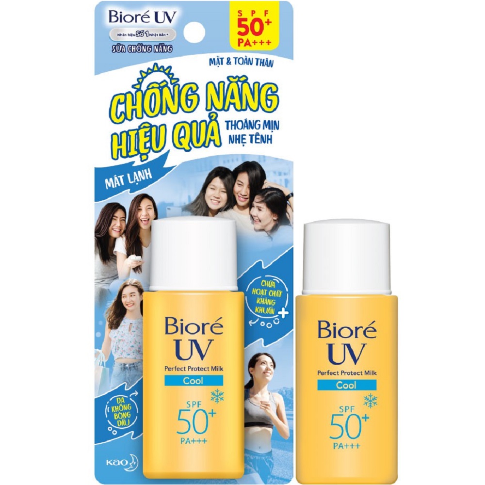 Sữa chống nắng 25ml biore uv perfect protect milk cool mát lạnh spf50+/pa+++