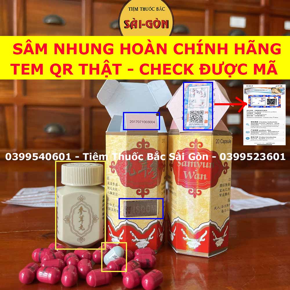 Sâm nhung hoàn đỏ chính hãng tem check được mã qr - samyun wan giúp tăng cân ngủ ngon 20v