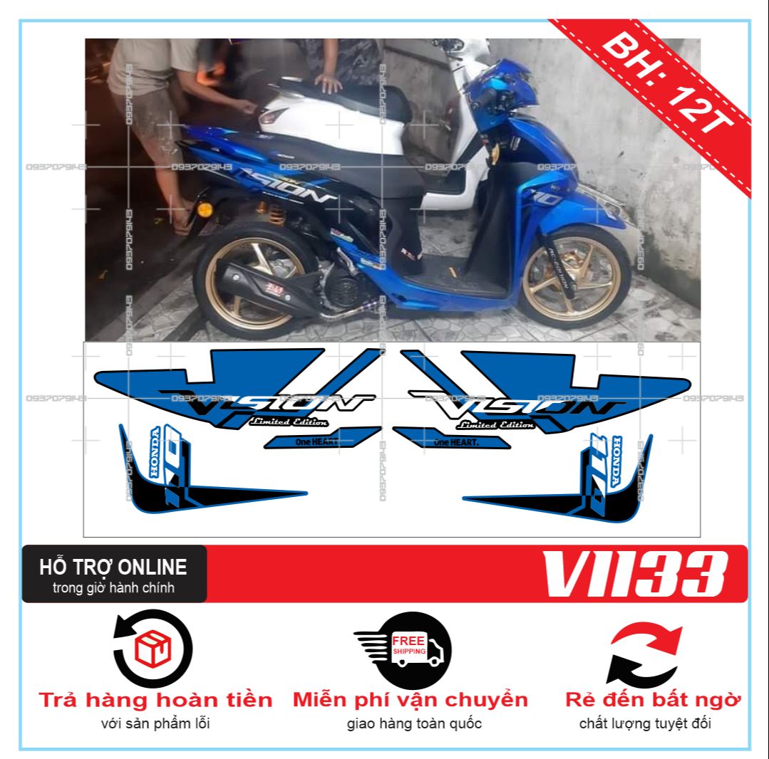 TEM XE VISION 2016, TEM RỜI VISION 2016 XANH ĐEN
