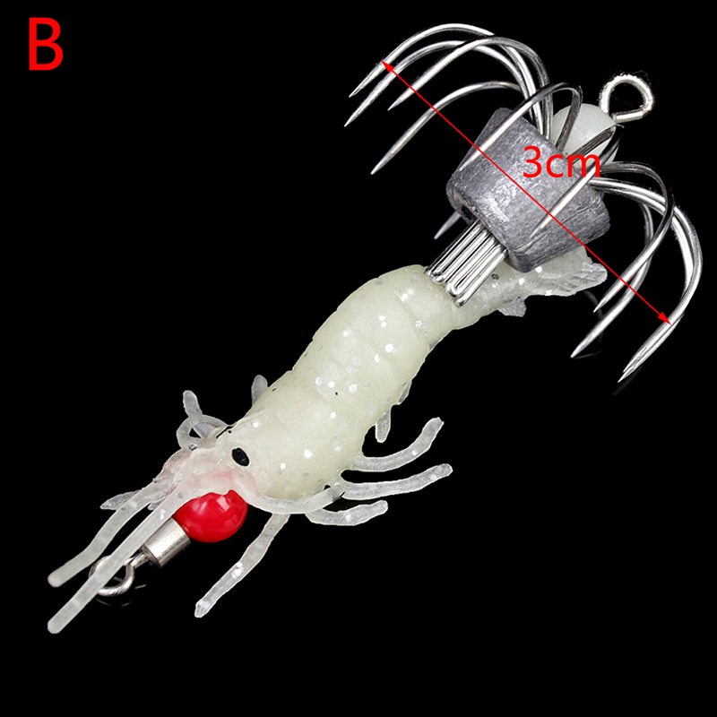 ZTOYL 1 PCs luminous wooden shrimp luminous squid bait with octopus ink fishing hook