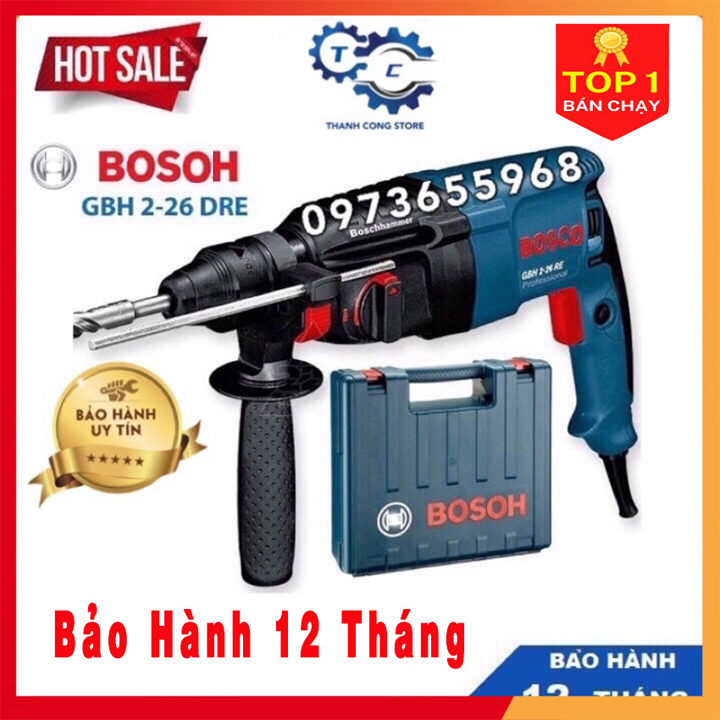 Máy khoan bê tông 3 chế độ bos.2-26 dhe - máy khoan công suất 800w bảo hành 12 tháng ruột đồng 100% - bộ vali máy khoan 3 chức năng bê tông