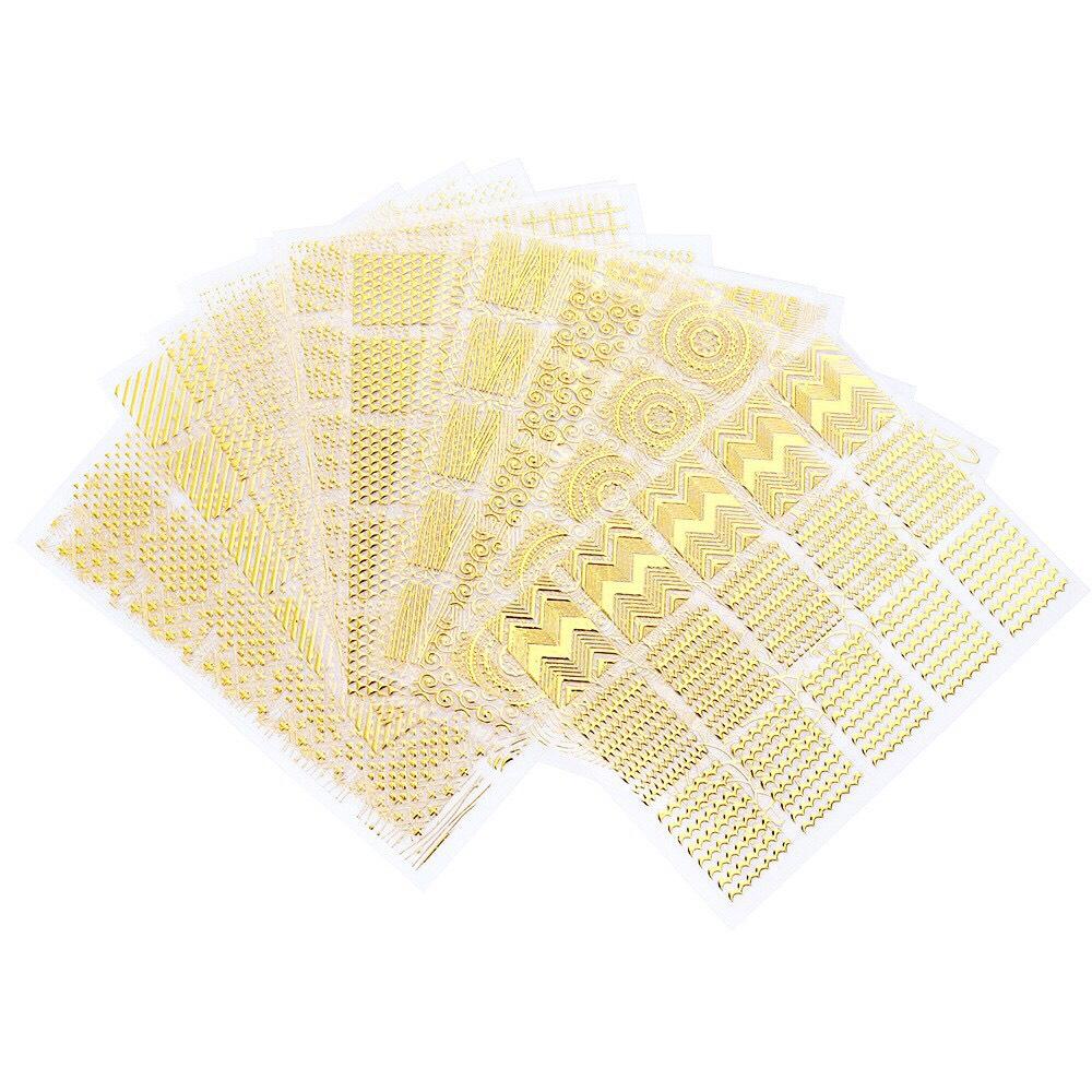 Set 30 Sticker 3D Màu Vàng / Bạc Dán Móng Nghệ Thuật