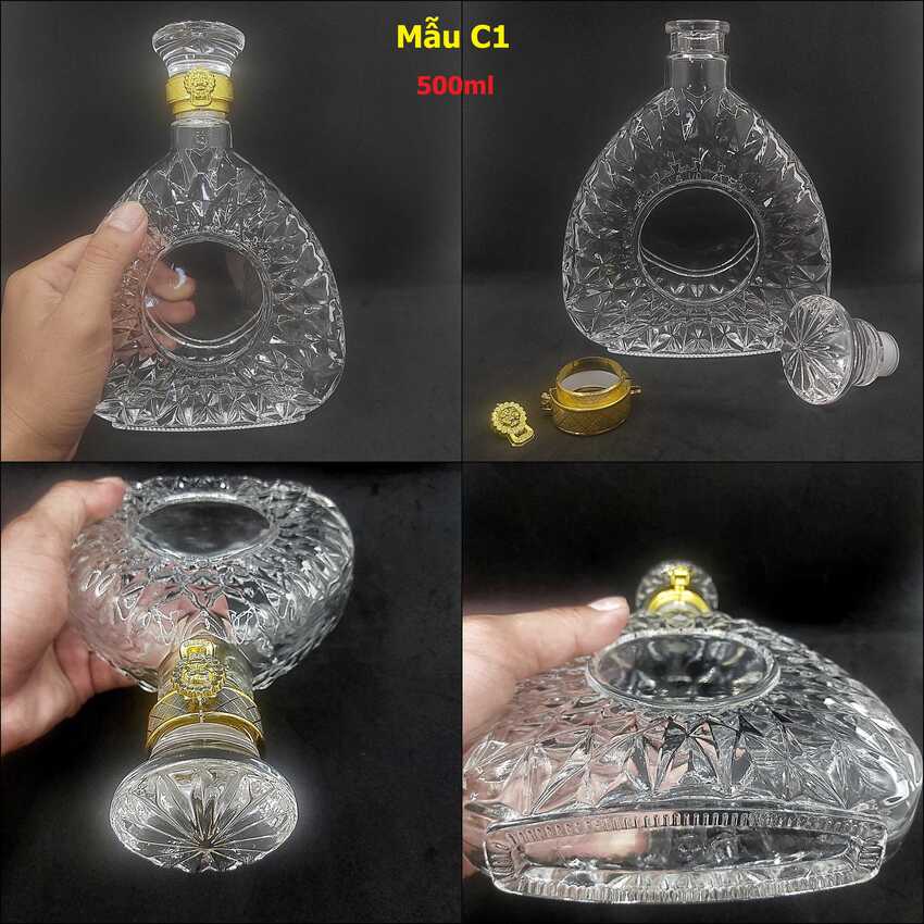 Glass bottle 500ML XO – Triangle Shape – C1 pattern - 1 bottle