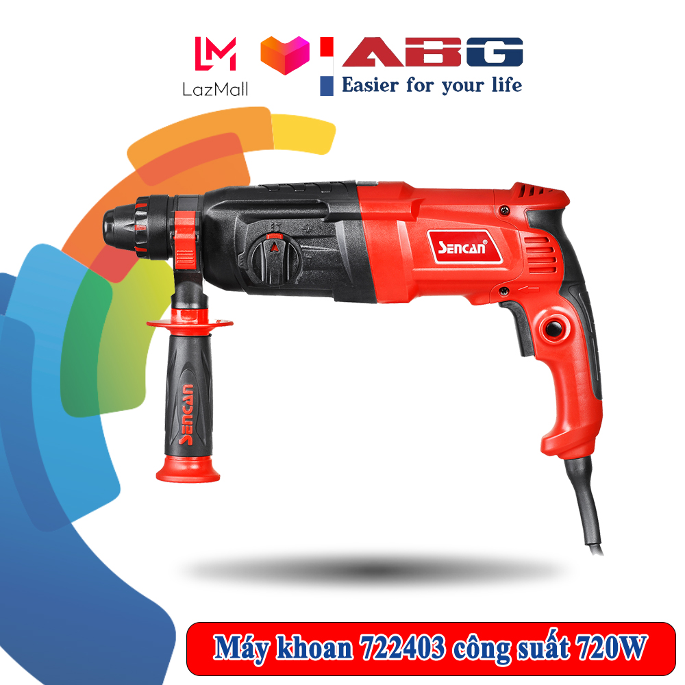 Máy khoan búa sencan 722403 công suất 720w đường kính mũi khoan lên tới 24mm sử dụng ba chức năng khoan, khoan búa và đục – hàng chính hãng