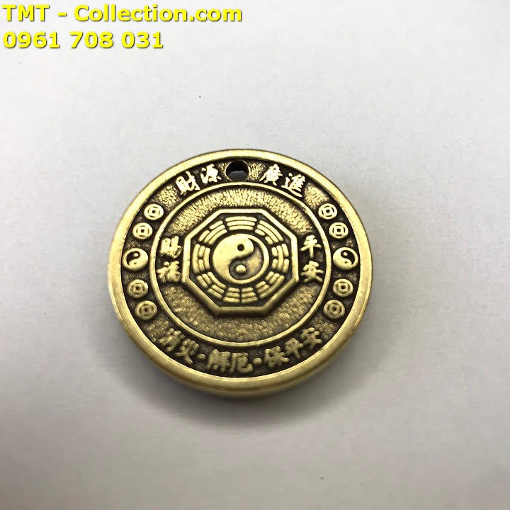 Mặt đồng xu đồng hình con dê; làm đồ treo móc khóa, khảm thủ công mỹ nghệ-tmt collection-sp002437