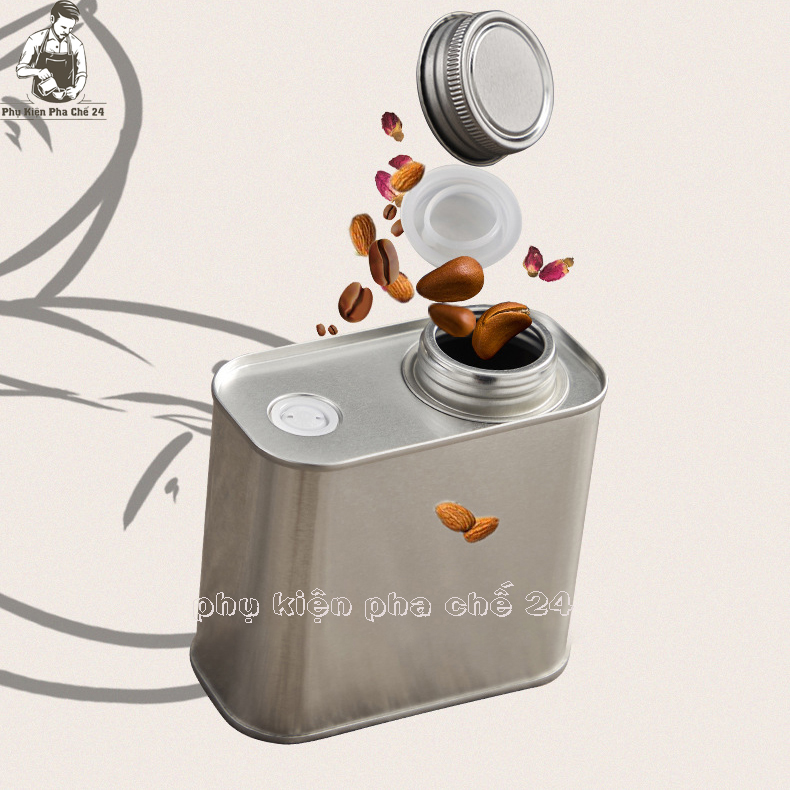 Hộp Đựng Cà Phê, Trà Bằng Thiếc Có Van Khí