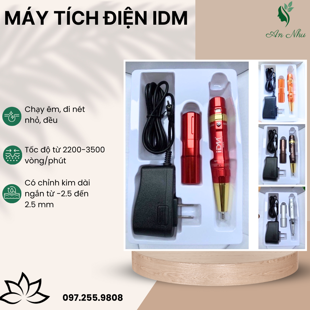Máy tích điện idm dùng trong phun xăm thẩm mỹ chuyên đi môi mày siêu êm