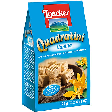 Date 27 Bánh xốp Loacker Quadratini của Ý nhiều vị 125g - socola, socola đắng, vani, hạt dẻ 125g và 110g