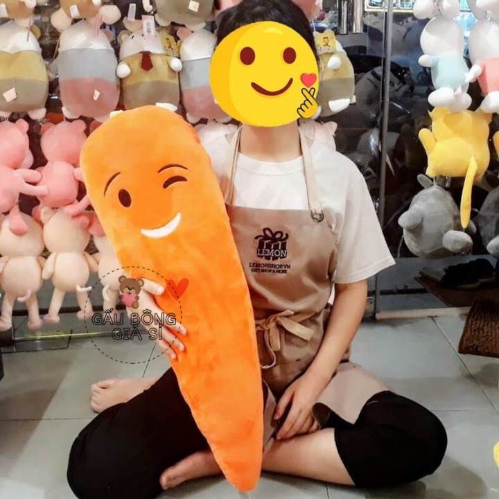 GẤU BÔNG CÀ RỐT ĐỒ CHƠI CÀ RỐT NHỒI BÔNG 60CM TÍNH LUÔN LÁ
