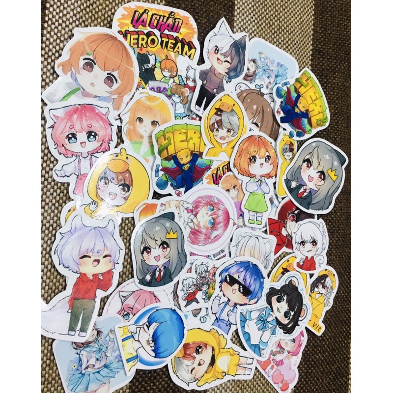 set 30-50 sticker hero team ép lụa cắt laze có đề can bóc dán
