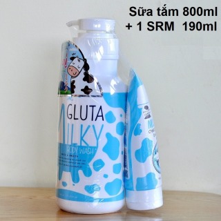 [Tặng SRM 190ml] Sữa tắm dưỡng trắng da 800ml con bò Gluta Milky giúp da thêm mềm mại, láng mịn - Thái Lan thumbnail