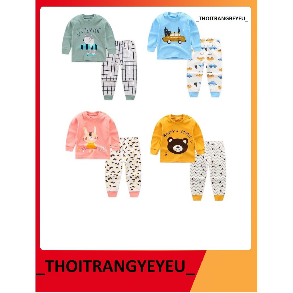 Combo 2 bộ cotton Quảng Châu cho bé trai bé gái