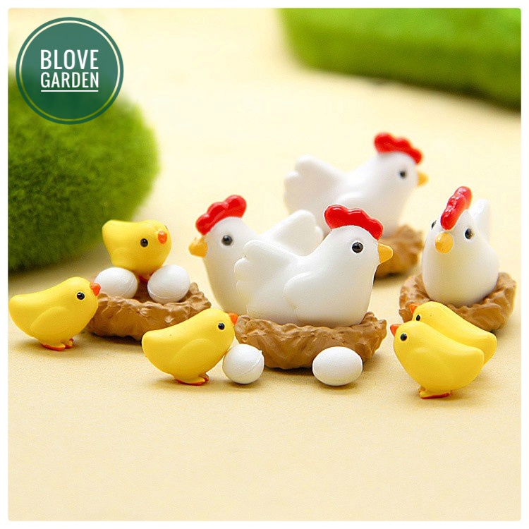 Bộ Tiểu Cảnh Ổ Gà Đầy Đủ Phụ Kiện Trang Trí Terrarium, Sen Đá, Xương Rồng, Charm slime, làm mô hình