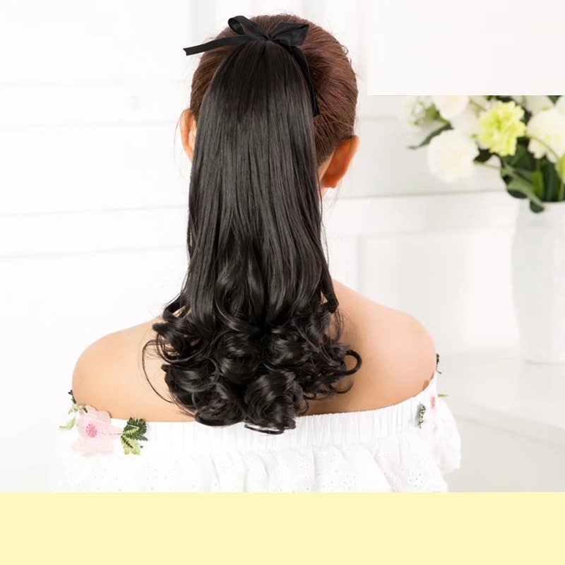 Tóc giả nữ cột xoăn đuôi D15 ❤️FREESHIP❤️ buộc xoăn đuôi 48cm, tóc giả nữ, buộc tóc giả, tóc đuôi ngựa