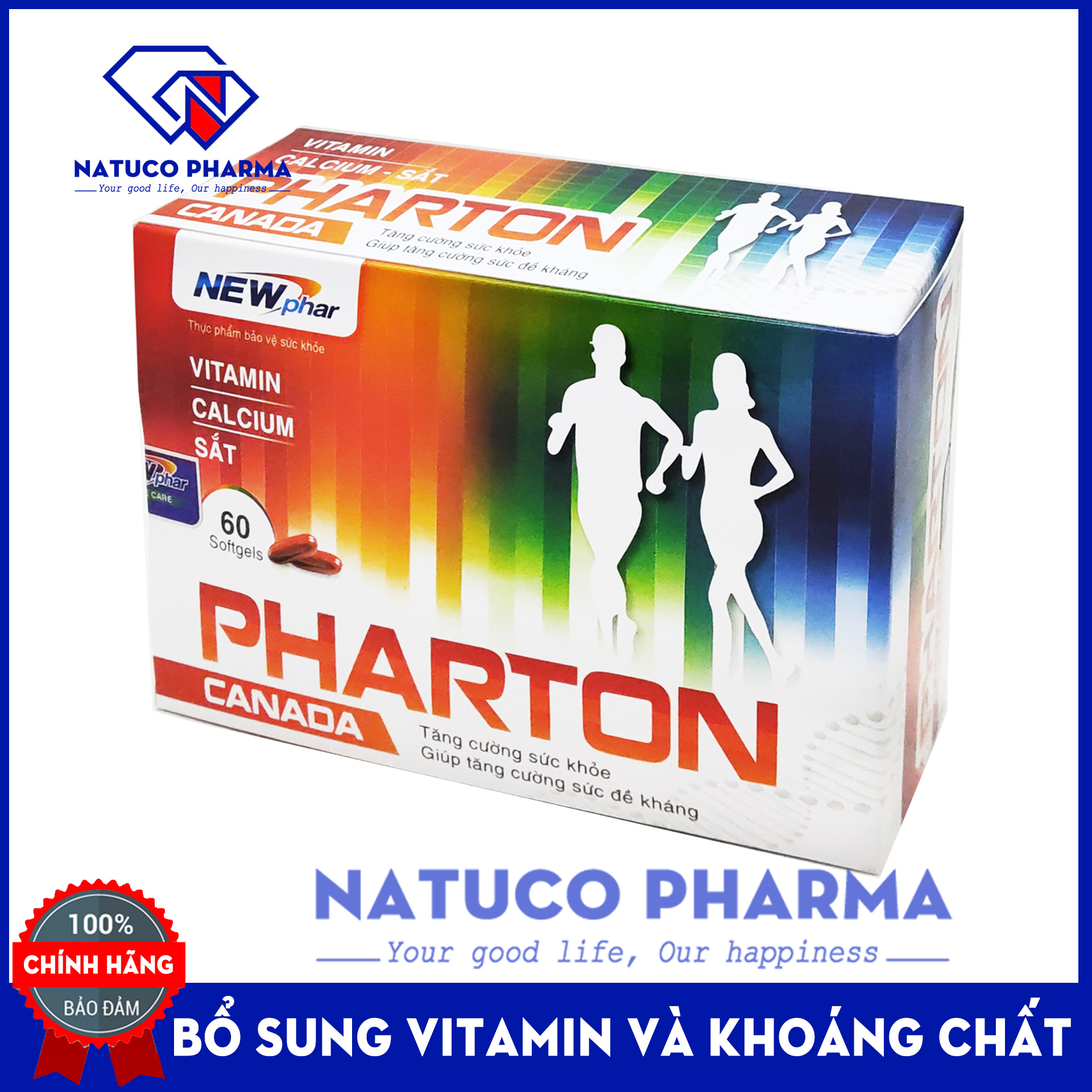 Viên uống vitamin tổng hợp Pharton tăng cường sức đề kháng, giảm mệt mỏi suy nhược, bồi bổ cơ thể - bổ sung vitamin và khoáng chất - Hộp 60 viên dùng cho người từ 6 tuổi