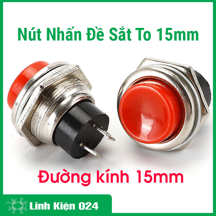 Nút nhấn đề sắt to đường kính 15mm màu ngẫu nhiên