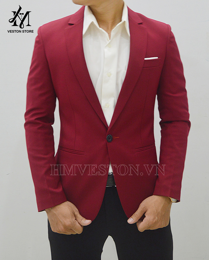 [HCM]Áo vest nam ôm body màu đỏ đô