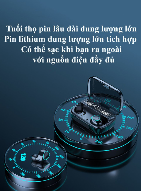 Tai nghe bluetooth M10 Pin Trâu 3500mAh Bản Quốc Tế Có Mic Đàm Thoại, Kháng Nước Bụi, âm thanh trung thực, đèn Led đẹp mắt, hộp sạc có màn hình