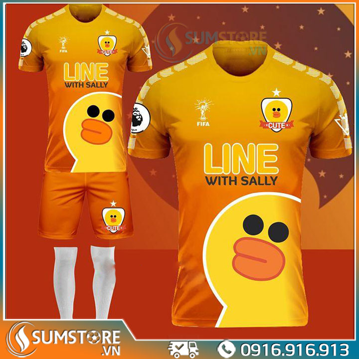 Bộ Quần Áo Bóng Đá Thun Thái Kute Line Vàng - Áo Thể Thao Đá Banh 2020