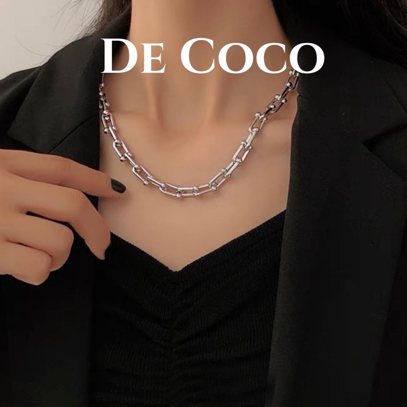 Vòng cổ titan dây xích cá tính mắt xích chữ U De Coco Decoco